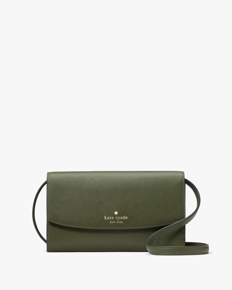 Kate Spade,Dana Small Flap Crossbody,Crossbody,PVC,Logo,Word Embellishment,Lined,Casual,Olive