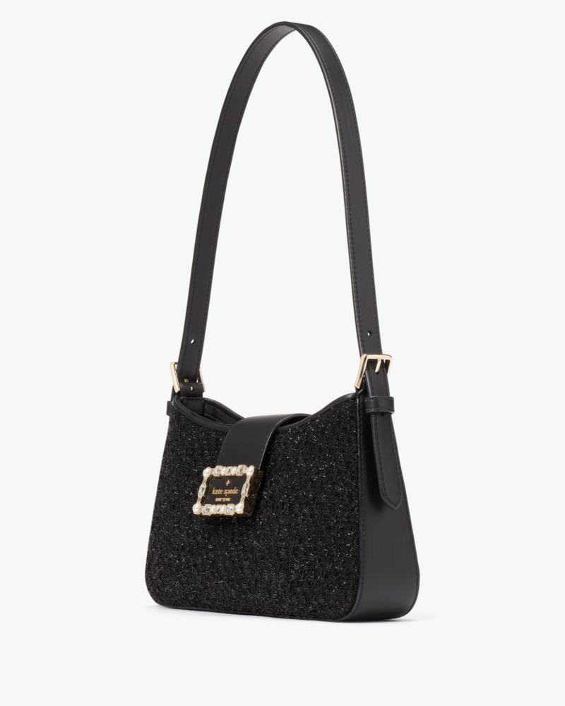 Kate Spade,Reegan Tinsel Tweed Small Shoulder Bag,Black Multi