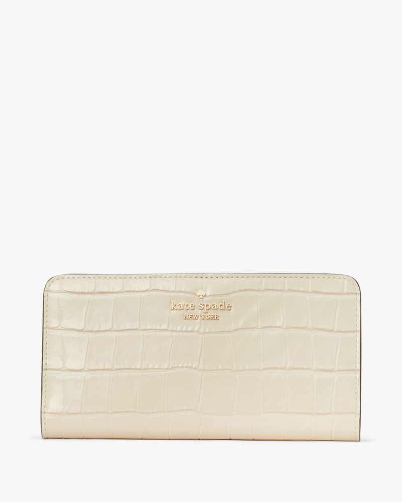 Dumpling Croc Embossed Large Slim Bifold Wallet Kate Spade Outlet Kate Spade Outlet