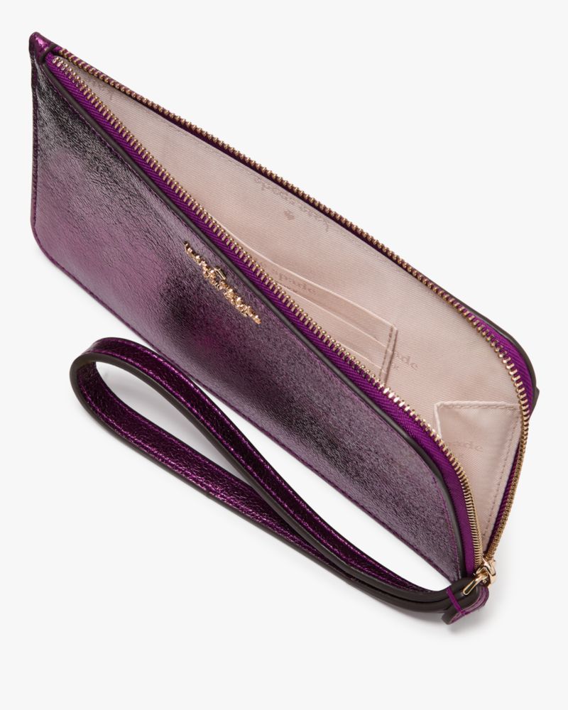 Kate Spade,Lucy Metallic Medium L-zip Wristlet,Purple