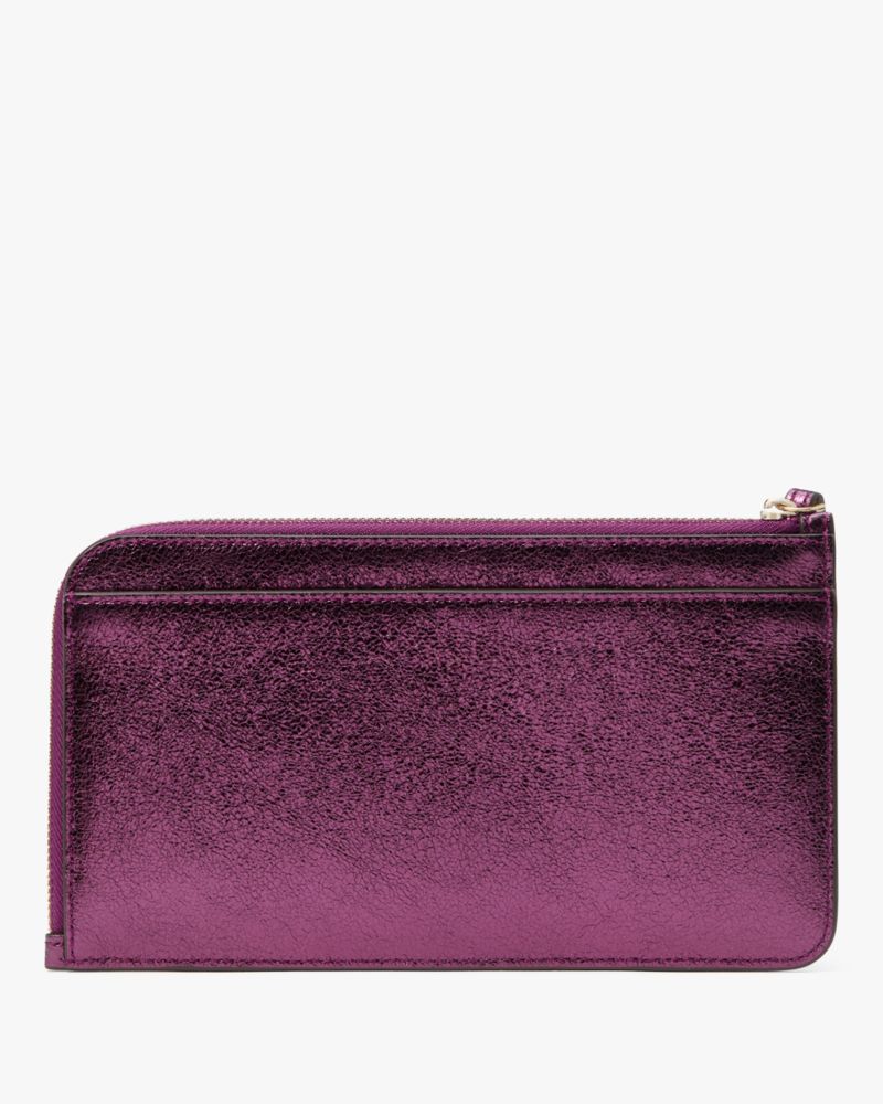 Kate Spade,Lucy Metallic Medium L-zip Wristlet,Purple