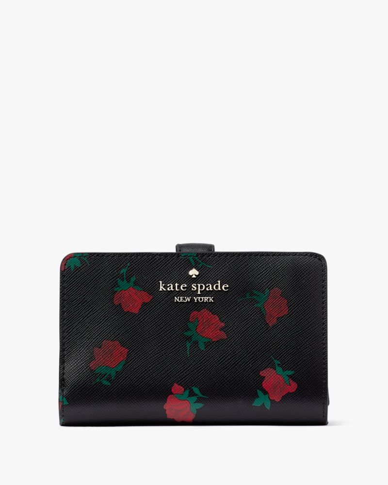 Madison Rose Toss Printed Medium Compact Bifold Wallet | Kate