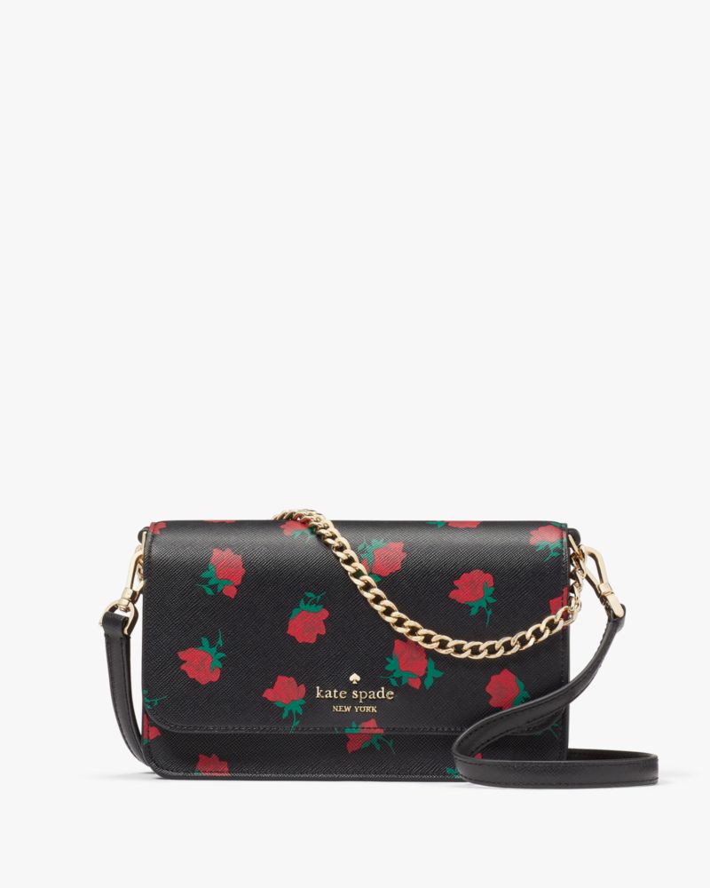 kate spade, Bags, Kate Spade New York Black Floral Staci Sailin Leather  Crossbody Bag