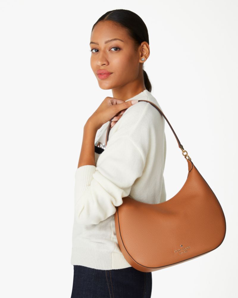 Kate Spade,Janie Pebbled Leather Shoulder Bag,Warm Gingerbread