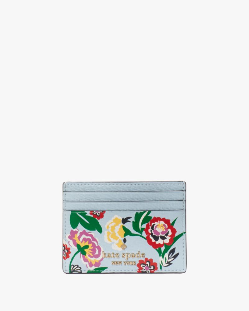 Kate Spade,Dragon Printed Small Slim Card Holder,Card Case,Metal,Logo,Casual,Multi Color