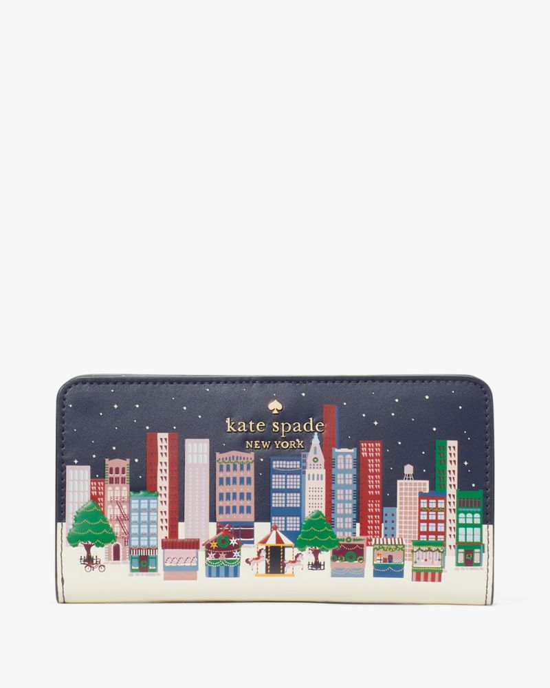 Kate Spade,Winter Wonders Large Slim Bifold Wallet,