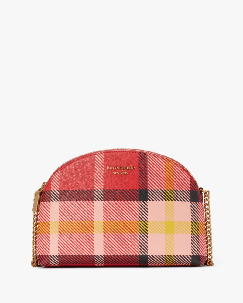 Plaid Pattern Wallet Phone Case with Crossbody Chain