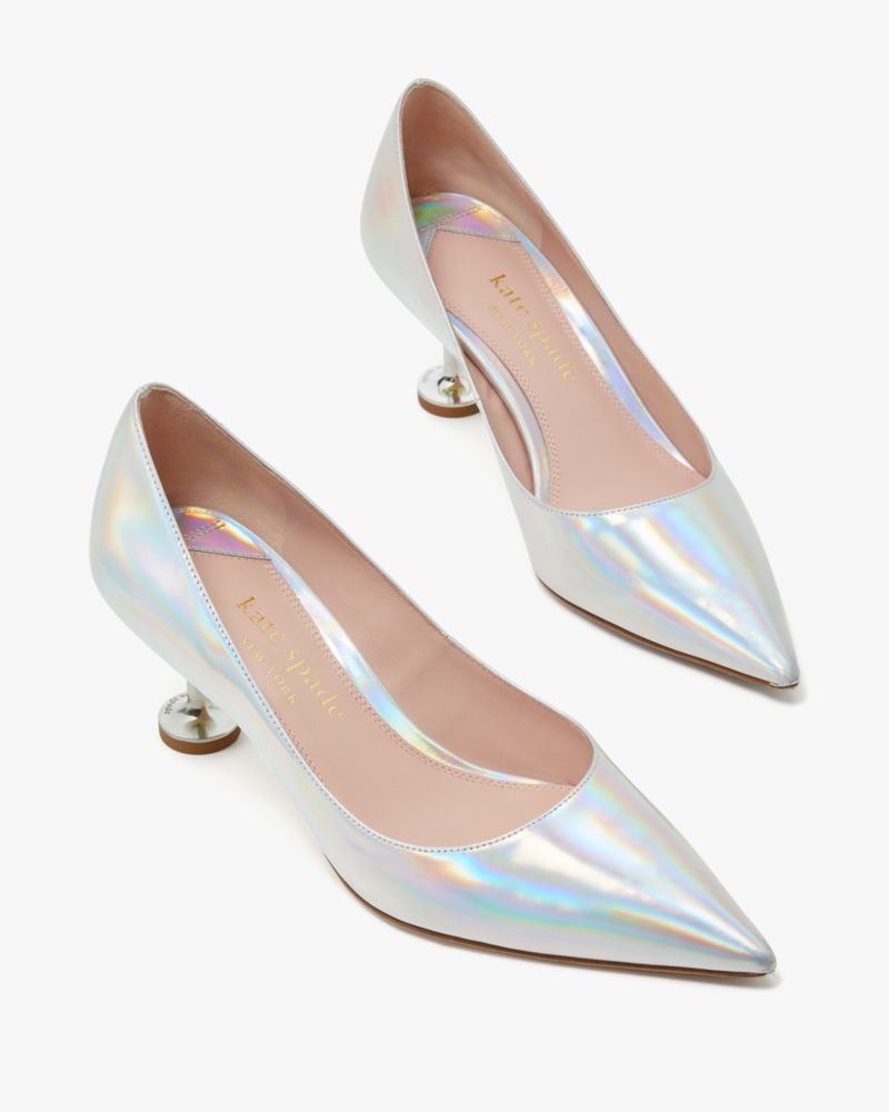 Kate Spade,Garnish Olive Pumps,Leather,Lining Leather,Sculptural Heel,Pumps,Cocktail,Iridescent