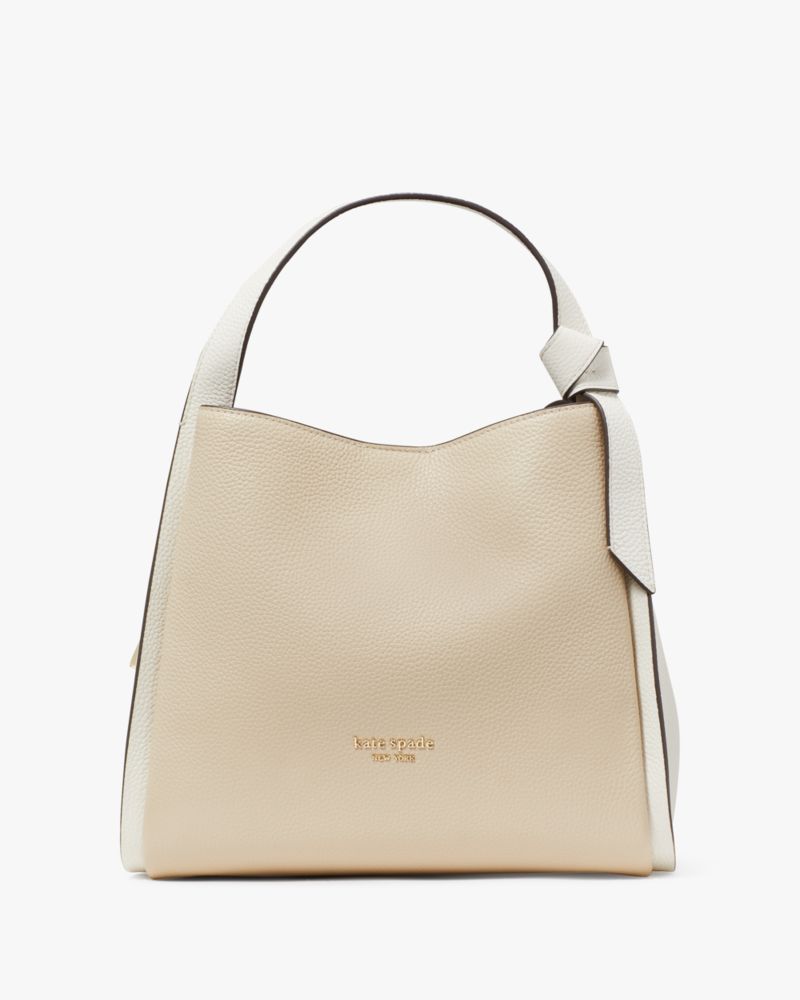 Kate Spade,Knott Colorblocked Medium Crossbody Tote,Leather,Hobo,Logo,Knot,Metal,Casual,