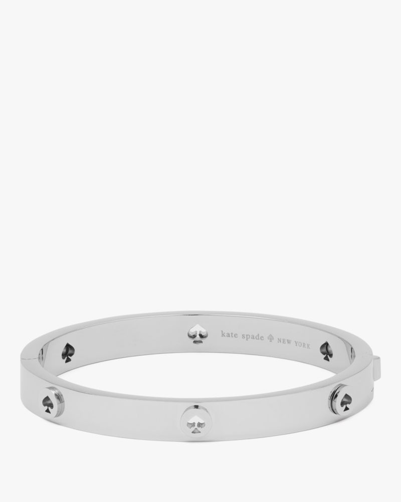 Kate Spade,Spot The Spade Studded Hinged Bangle,Cut Out,Logo,Stackable,Stainless Steel,Work,