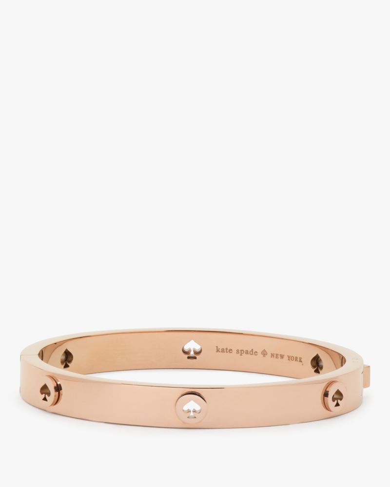 Kate Spade,Spot The Spade Studded Hinged Bangle,Cut Out,Logo,Stackable,Stainless Steel,Work,