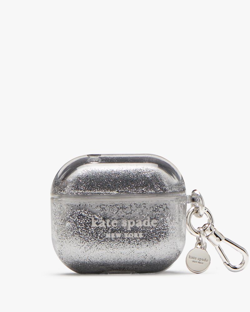 Kate Spade,Confetti Dot Liquid Glitter Airpods Case,Silver