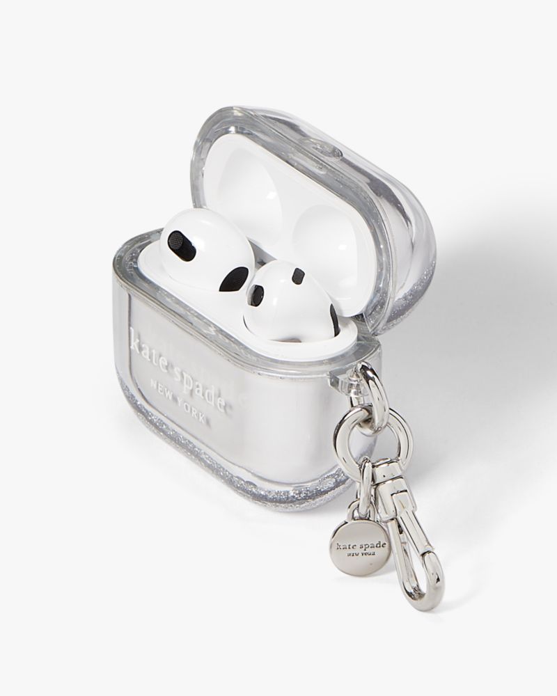 Kate Spade,Confetti Dot Liquid Glitter Airpods Case,Silver