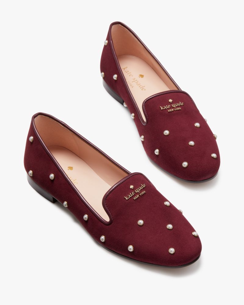 Kate Spade,Claudia Pearl Flats,Deep Berry