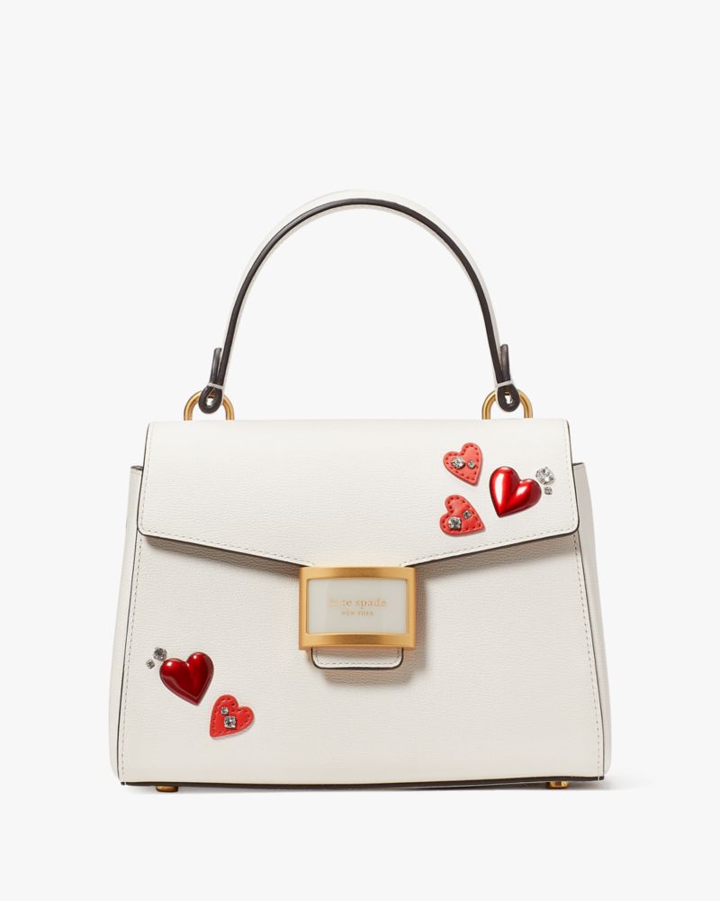 Katy Heart Embellished Small Top-handle Bag
