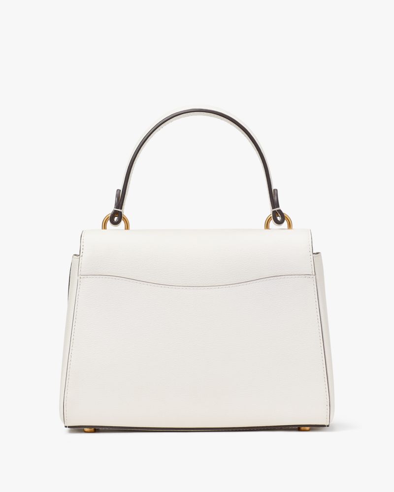Kate Spade,Katy Heart Embellished Small Top-handle Bag,Leather,Crossbody,Applique,Rhinestones,Logo,Day Party,White