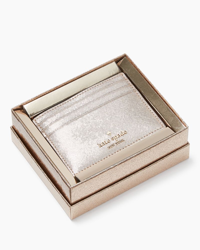 Glimmer Metallic Saffiano Small Slim Card Holder Kate Spade Outlet