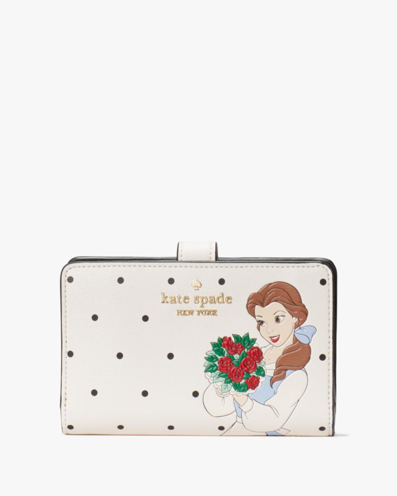 Disney X Kate Spade New York Beauty And The Beast Medium Compact Bifold  Wallet