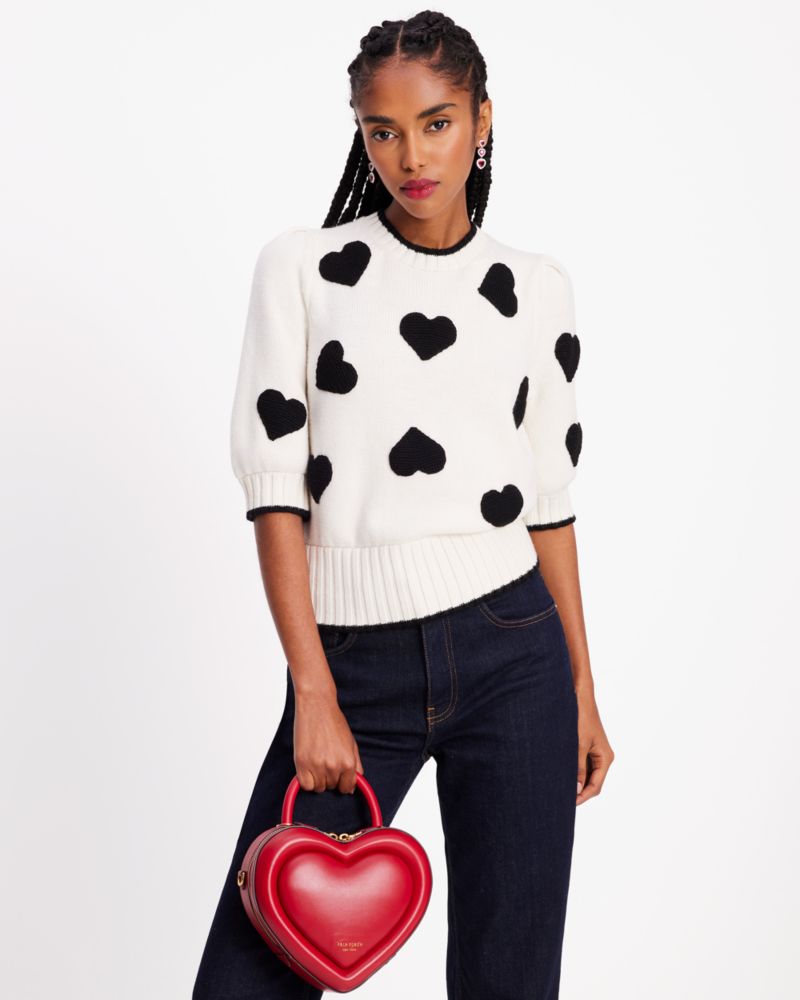 Scattered Hearts Crochet Sweater Kate Spade New York