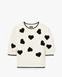 Kate Spade,Scattered Hearts Crochet Sweater,Black/French Cream
