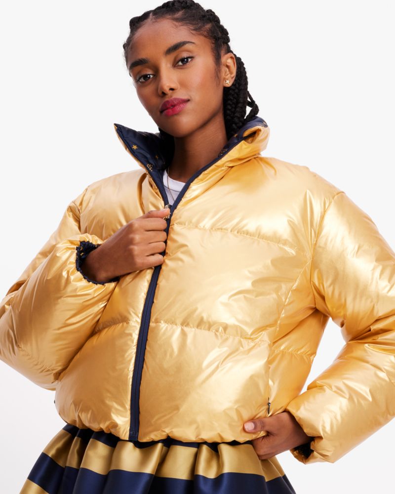 Kate Spade,Reversible Puffer Jacket,Blazer Blue/Gold