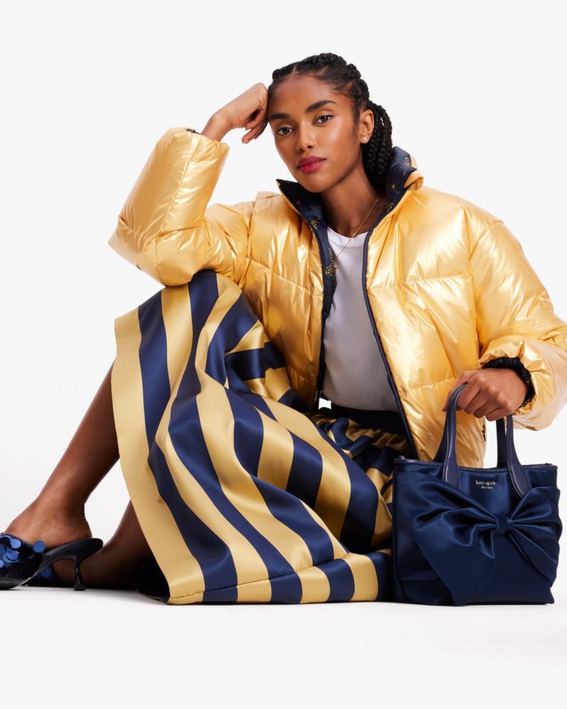 Kate Spade,Reversible Puffer Jacket,Polyamide,Down,Puffer,Quilted,No Embellishment,Reversible,Casual,Yellow