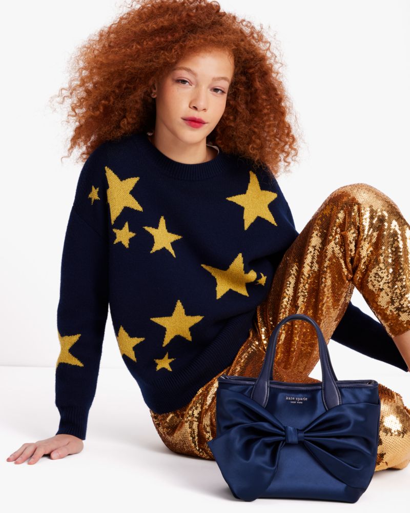 Kate Spade,Star Sweater,Wool,Wool Blend,Spandex,Polyamide,Polyester,Knit,Sweater,No Embellishment,Casual,Navy