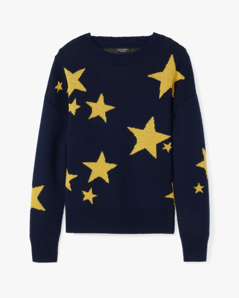 Kate Spade,Star Sweater,Wool Blend,Pullover,Sweater,No Embellishment,Casual,Navy