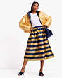 Kate Spade,Awning Stripe Midi Skirt,New Gold Luxor/Blazer Blue