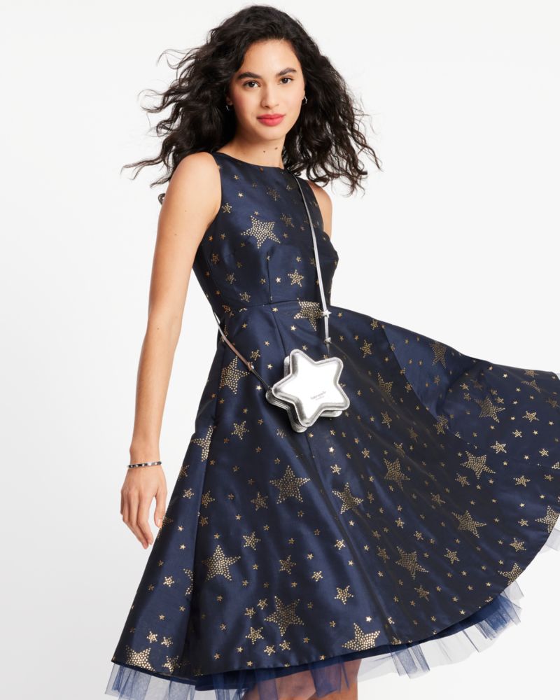 Kate Spade,Starlight Brocade Dress,Cocktail,Blazer Blue/Gold