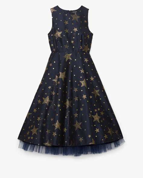Kate Spade,Starlight Brocade Dress,Cocktail,Blazer Blue/Gold