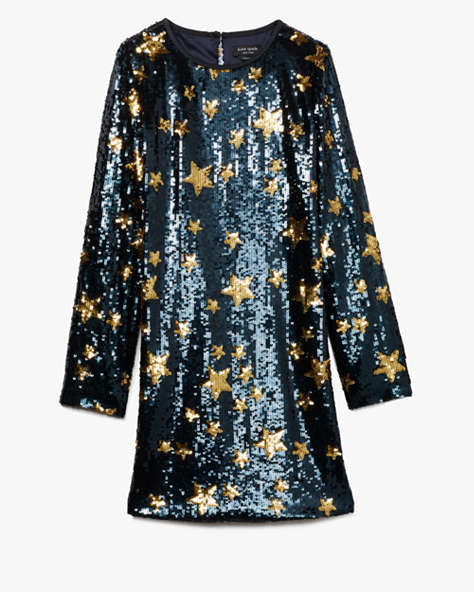 Kate Spade,Starlight Sequin Shift Dress,Cocktail,Blazer Blue/Gold