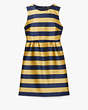 Kate Spade,Awning Stripe Sheath Dress,Cocktail,New Gold Luxor/Blazer Blue