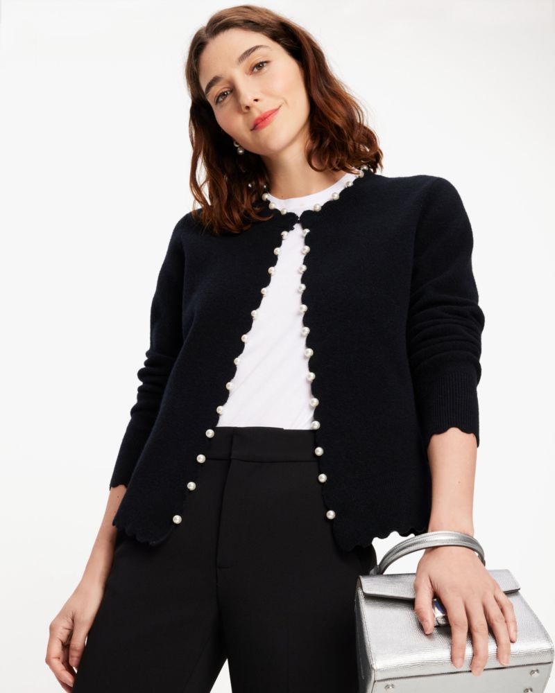 Scallop Pearl Embellished Cardigan | Kate Spade New York