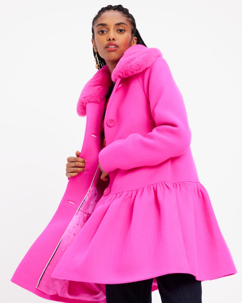 Faux Fur Flounce Wool Coat Kate Spade New York