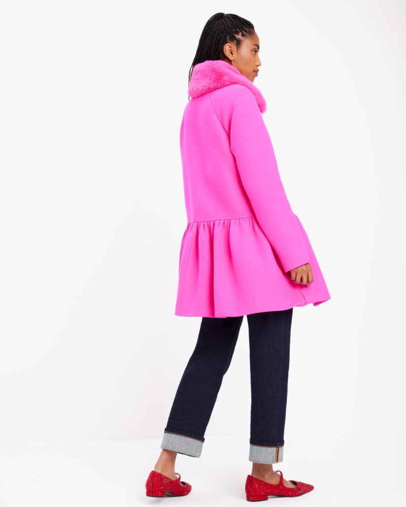 Faux Fur Flounce Wool Coat