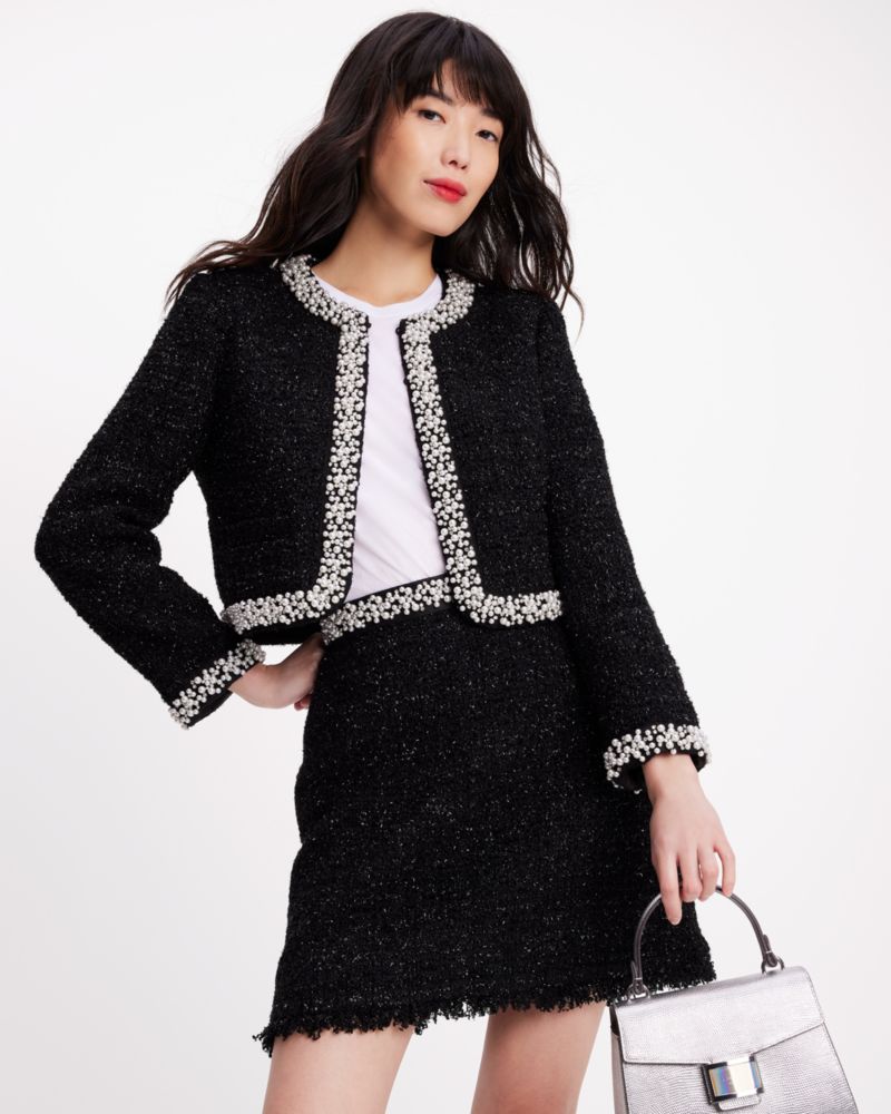 Kate spade outlet bow tweed coat