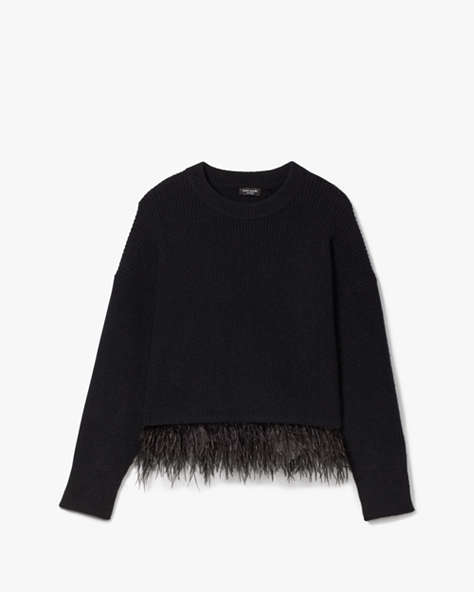 Kate Spade,Feather Hem Sweater,Black