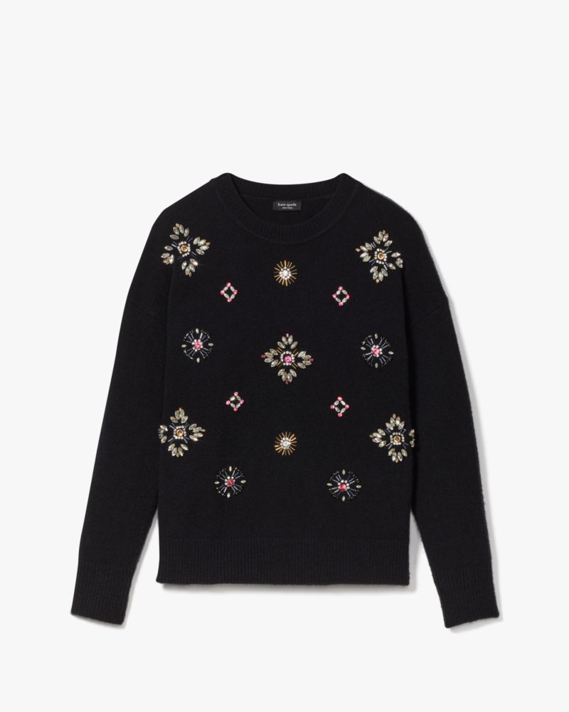 Kate Spade,Rhinestone Embellished Sweater,Black