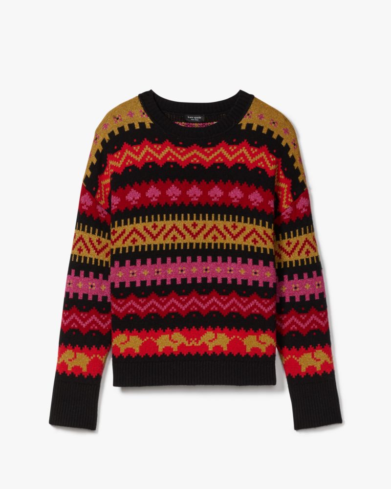 Kate Spade,Carnival Fair Isle Sweater,Engine Red