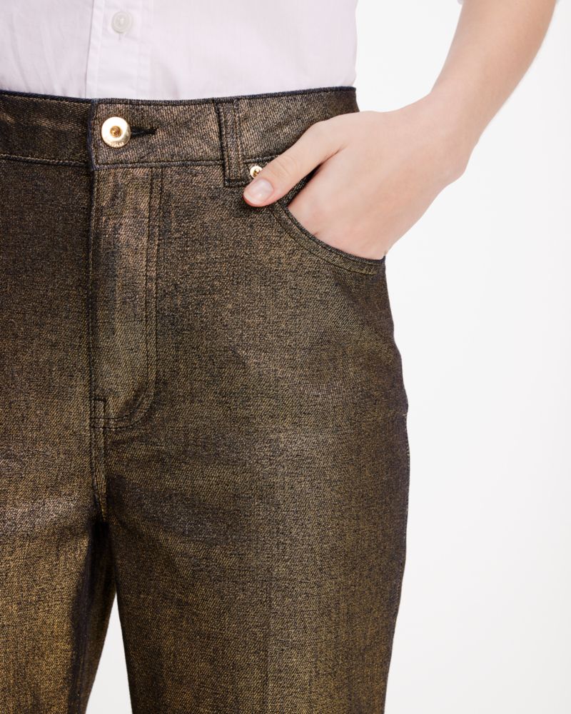 Metallic Straight Leg Denim Pant