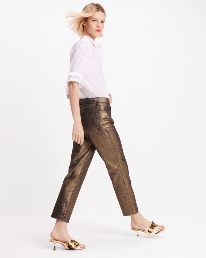 Kate Spade Metallic Straight Leg Denim Pant. 4