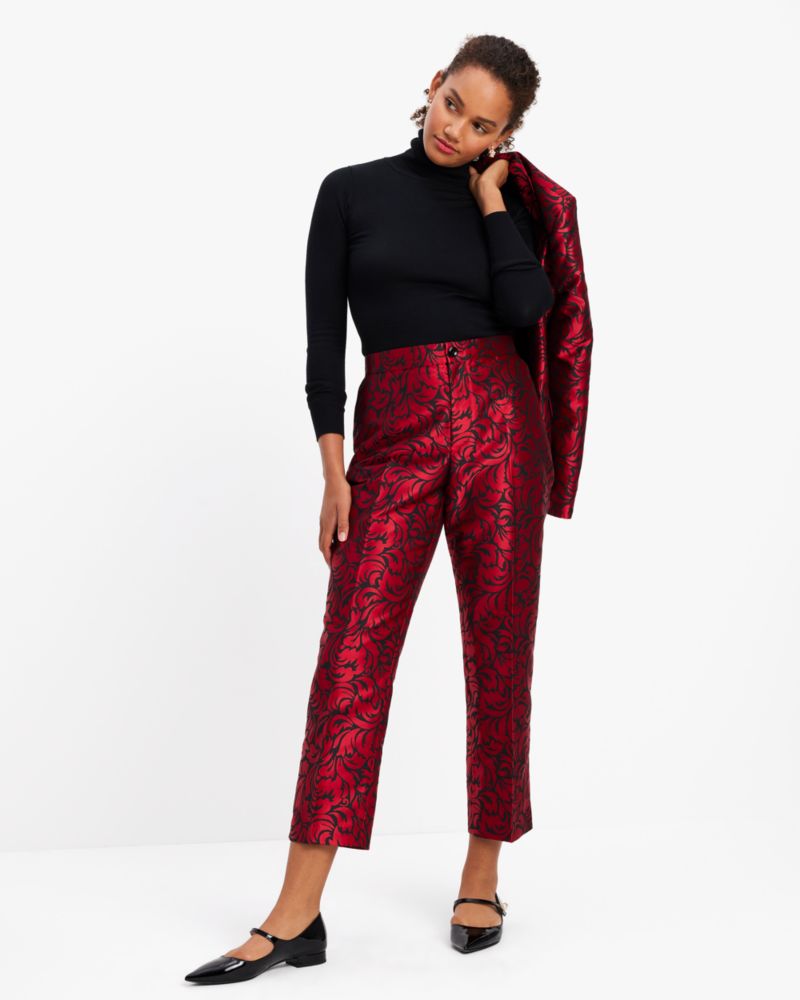 kate spade new york WINTER BLOOMS BROCADE PANT - Trousers - black