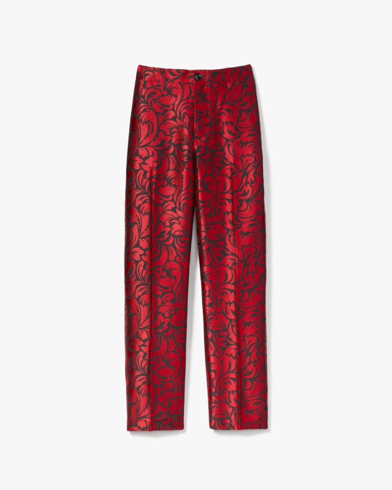 Kate Spade,Flourish Swirl Brocade Pants,Black/Ripe Apple