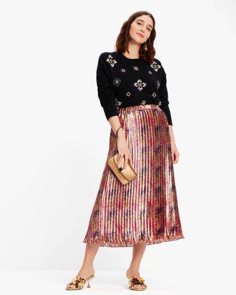 Winter Chrysanthemum Pleated Skirt Kate Spade New York