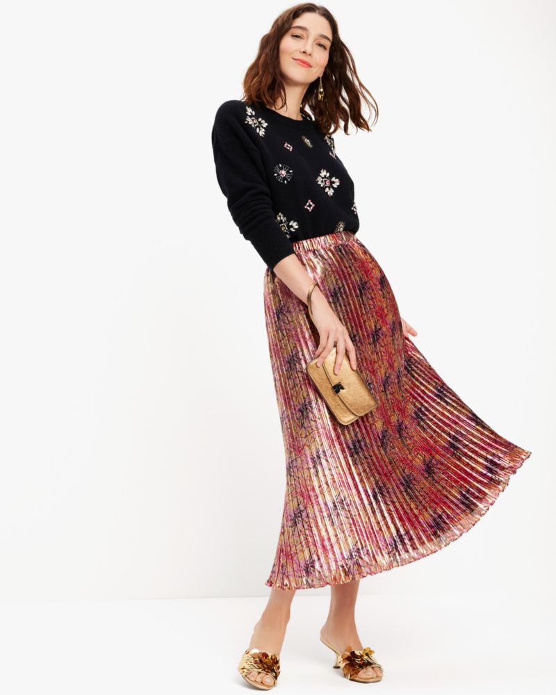 Kate Spade Winter Chrysanthemum Pleated Skirt. 4