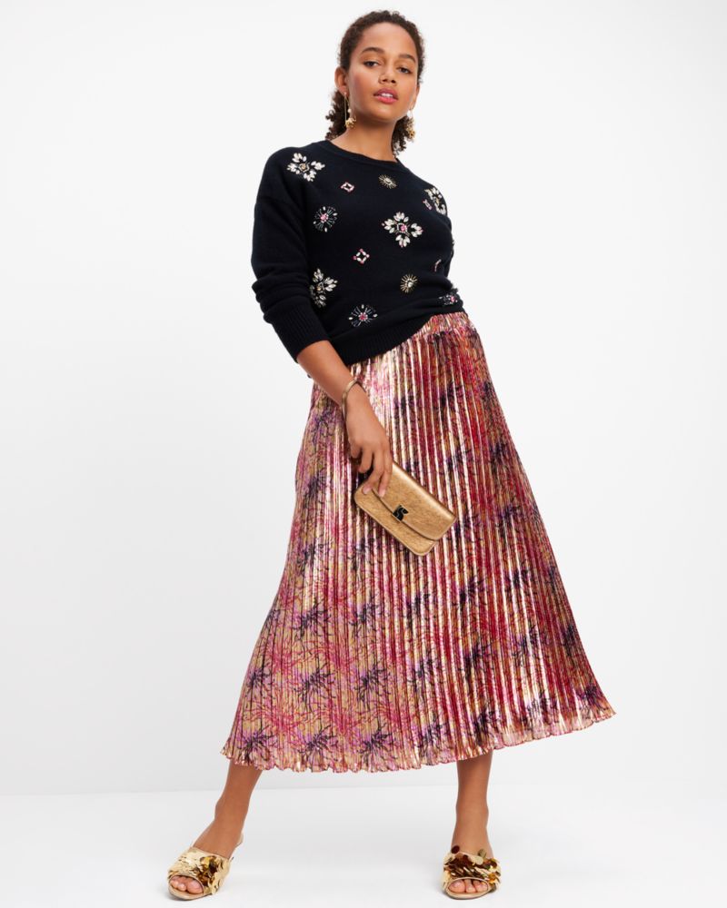 Kate Spade Winter Chrysanthemum Pleated Skirt. 6