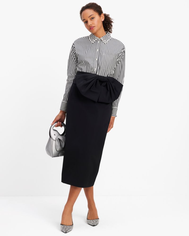Kate Spade,Bow Pencil Skirt,Acetate,Polyester,Spandex,Pencil,Embellished,Bow,Cocktail,Black