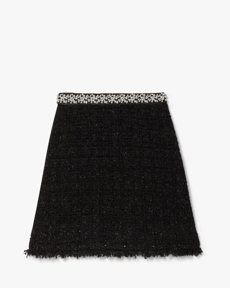 Kate Spade,Embellished Tweed Skirt,Black