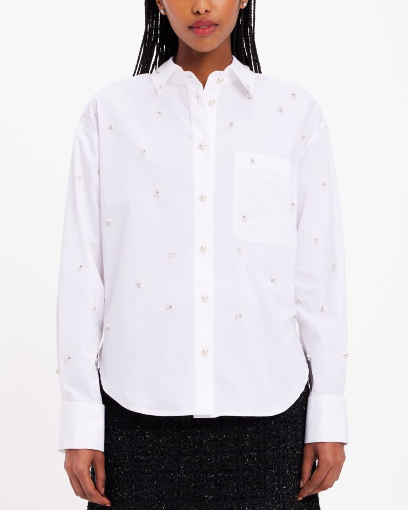 Kate Spade Embellished Poplin Shirt. 4